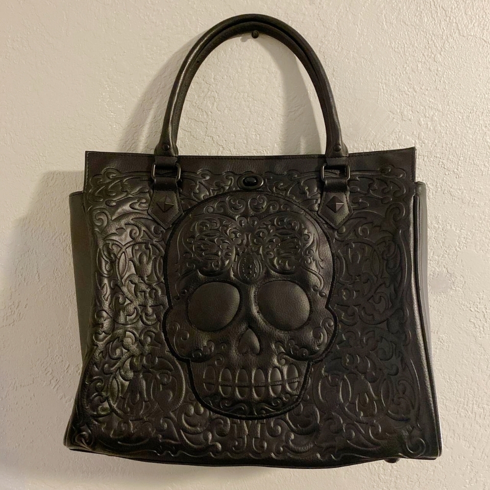 Loungefly Black Lattice Skeleton Tote Bag